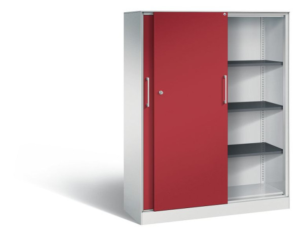 C+P Schiebetürenschrank Asisto, H1635xB1200xT435mm, Farbe: Lichtgrau / Rubinrot, Bügelgriff, 4 OH, 142011-000 S10054