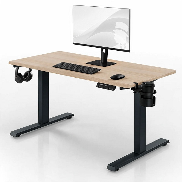 Jan Nowak Elektrischer Schreibtisch mit Höhenverstellung ergonomisch anthrazit/Sonoma-Eiche, 1200x600 mm, ARIA 1200, 2746