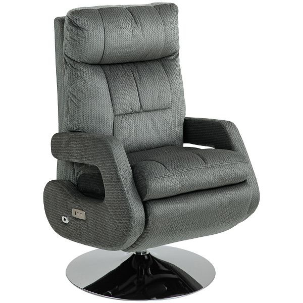 HOMCOM Recliner-Sessel, Elektrischer Polstersessel mit USB-Anschluss und Fußstütze, Samtoptik, drehbar, verstellbar, Grau, 839-984V90CG