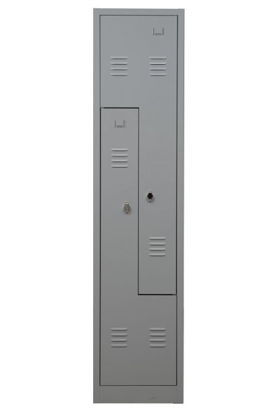 Gürkan Garderobenschrank, 50 x 41,5 x 180 cm, Lichtgrau, Vorhangschloss, Z Form Türen, WRZ/2.1840, 106555