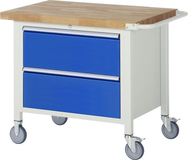 RAU Fahrbare Werkbank 8000 - Modell 8255, B1000 x T700 x H880 mm, mit 2 Schubladen, 15-8255A2-107B4S.11