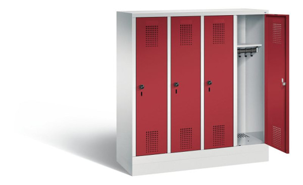 C+P Kindergarten-Spind Evolo, H1300xB1190xT300mm, Farbe: Lichtgrau / Rubinrot, 480203-40 S10084
