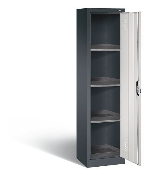 C+P Umweltschrank Acurado, H1950xB502xT500mm, Farbe: Schwarzgrau / Lichtgrau, Muldengriff, 8901-316 S10118