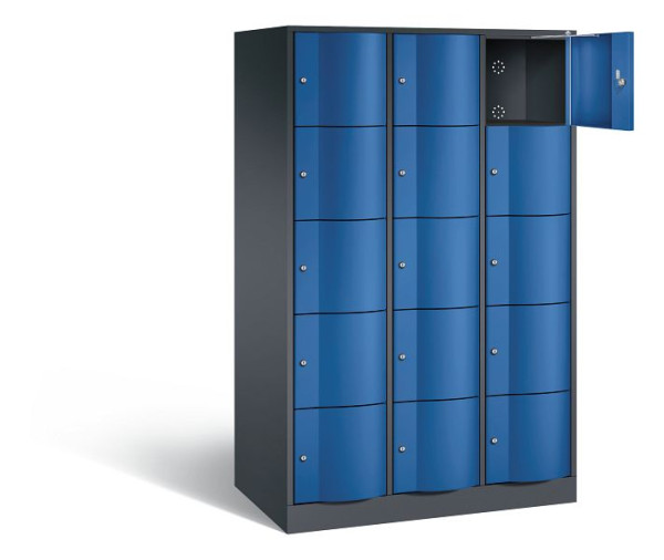 C+P XL-Schließfachschrank Resisto, H1950xB1148xT640mm, Farbe: Schwarzgrau / Enzianblau, 8570-373 S10006