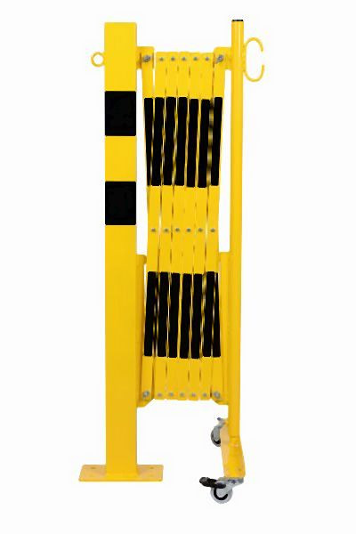 CRASH STOP Scherengitter gelb-schwarz 3,6m mit Pfosten 70x70 mm, 70-105