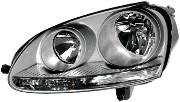 HELLA Halogen-Hauptscheinwerfer, für u.a. VW Golf V (1K1), chrom, ECE/CCC, für Rechtsverkehr, links, 1EG 247 007-571
