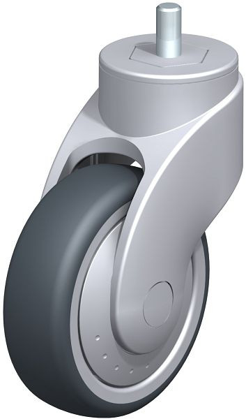 Blickle LWG-TPA 101K-FK-GS10 Kunststoff-Lenkrolle WAVE mit Gewindestift, Thermoplastisches Gummi-Elastomer, Grau, 744756