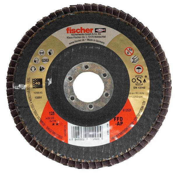 Fischer Lamellenschleifscheibe FFD-AP 125 K40 INOX, VE: 10 Stück, 512526