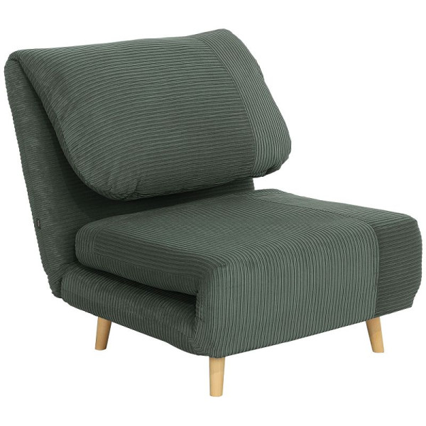 HOMCOM 2-in-1 Schlafsessel Gästebett, verstellbare Kopfstütze Cord-Optik 82 x 8 x 83 cm Grün, 839-463V00GN