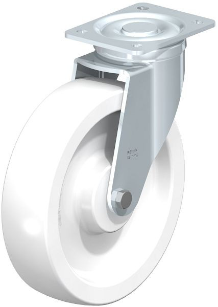 Blickle LH-SPO 250G Stahlblech-Lenkrolle, Schwerlast-Ausführung, mit Anschraubplatte, Polyamid, Weiß, 47852