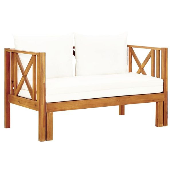 vidaXL 2-Sitzer-Gartenbank mit Kissen 122 cm Massivholz Akazie, 310307