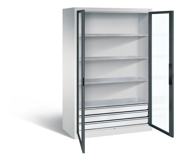 C+P Werkzeugschrank Acurado, H1950xB1200xT600mm, Farbe: Lichtgrau / Anthrazitgrau, Muldengriff, 8932-5532 S10008