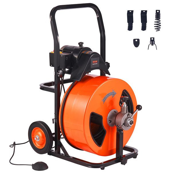 VEVOR Rohrreinigungsmaschine Rohrreinigungsgerät 30mx1,9cm Automatische Zufuhr, ZDJJKLSGDSTJZL4U4V2