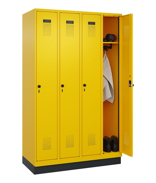 C+P Spind Evolo PLUS, mit Sockel, 4 Abteile, 1950x1200x500mm, 1023/1023, Verschluss Drehriegel, Ablageböden 4, 049020-40 S10022