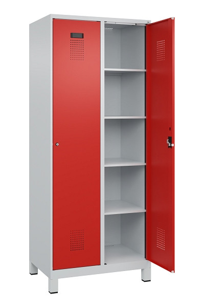 C+P Wäsche-Spind Evolo PLUS, mit Füßen, 2 Abteile, 1950x800x500mm, 7035/3020, Verschluss Zylinderschloss, Ablageböden 8, 049010-22B S10032