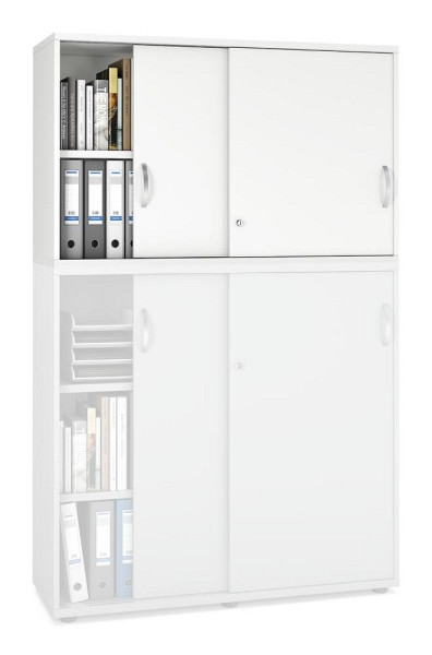 Deskin Schiebetüren-Aufsatzschrank MULTI M pro, Dekor: Weiß, BxHxT: 1200 x 750 x 420 mm, 253907