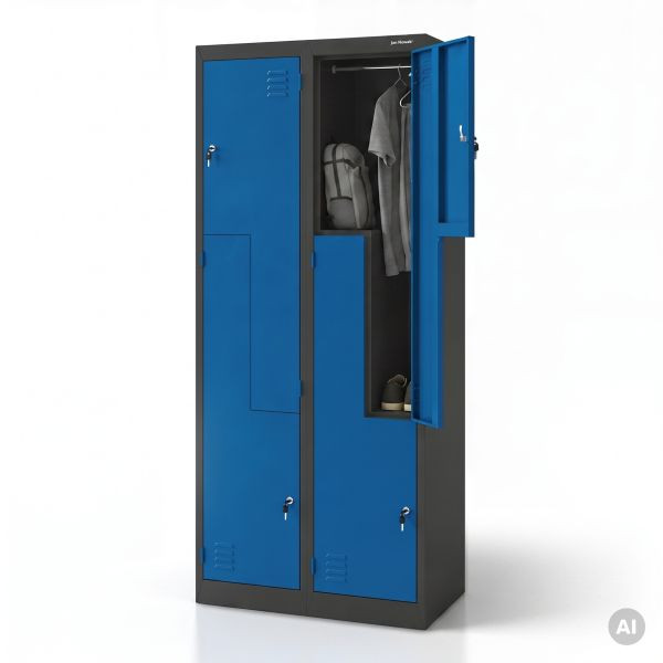 Jan Nowak Kleiderschrank Typ L, anthrazit-blau, 800x1850x450 mm, JULIA, 2221