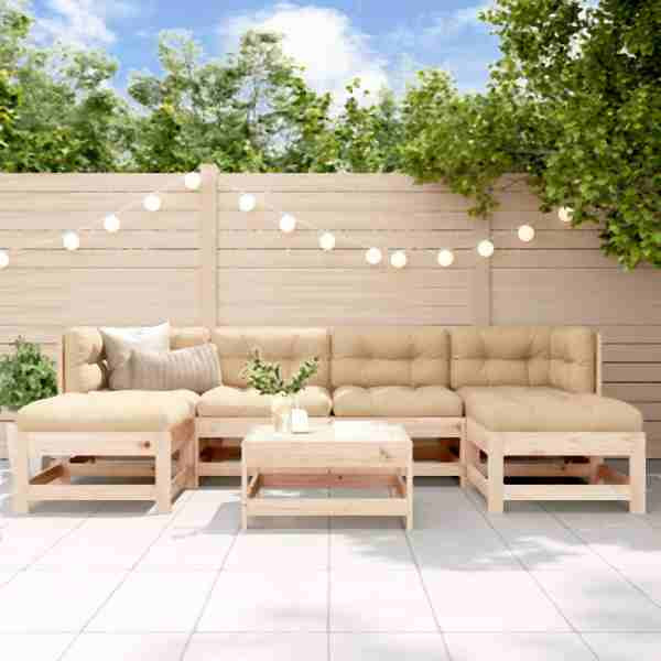 vidaXL 7-tlg. Garten-Lounge-Set mit Kissen Massivholz, 3185927