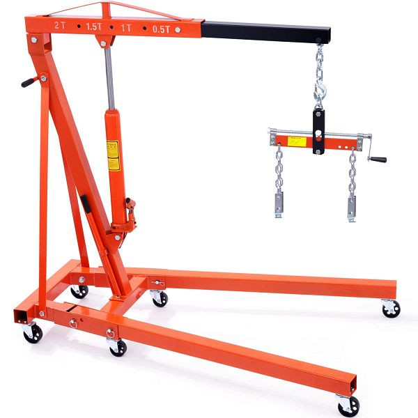VEVOR Motorheber Motorkran 2t, Werkstattkran + Nivellierer für Motorheber 680 kg, Klappbarer Motorhalter Hochleistungsstahl Motorkran, ZDSFDJQZJCJH2V44JV0