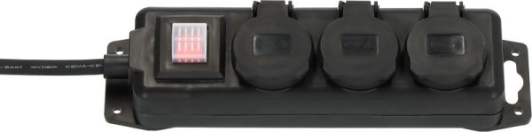 Brennenstuhl Steckdosenverteiler mit Schalter IP44 3-fach schwarz 2m H07RN-F 3G1,5, 1159950013