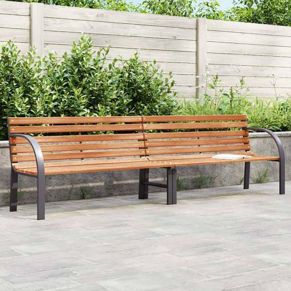 vidaXL Gartenbank Braun 231 cm Holz & Pulverbeschichteter Stahl, 366539