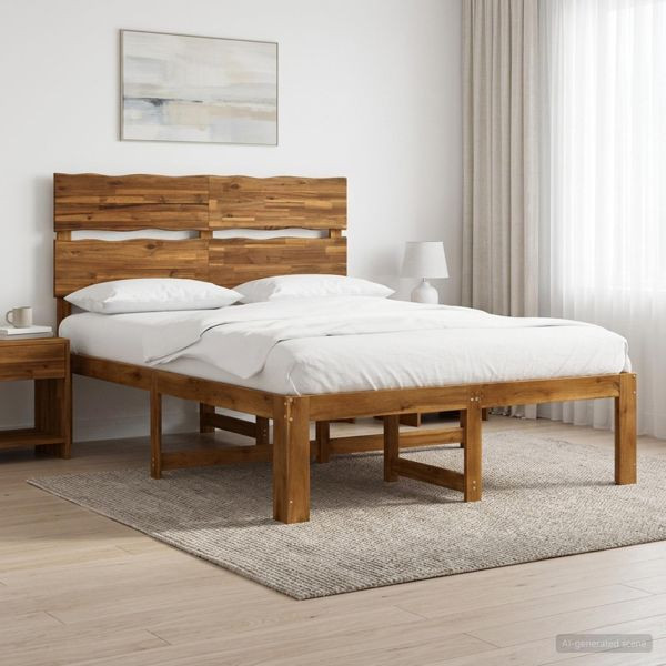 vidaXL Doppelbettgestell mit Kopfteil ROSTOCK Natur 160 x 200 cm, 3405492