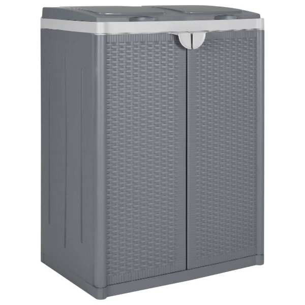 vidaXL Mülleimer mit 2 Klappen Grau 65x45x88 cm PP, UV-beständig, 364058