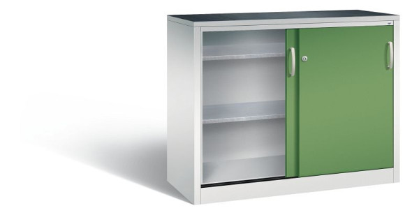 C+P Schiebetürenschrank Acurado, H1000xB1200xT500mm, Farbe: Lichtgrau / Resedagrün, Bügelgriff, 2056-09 S10073