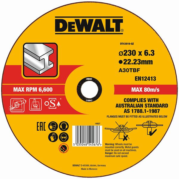 DeWalt Schruppscheibe Metall gekröpft 230x6,3mm, DT43919-QZ
