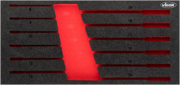VIGOR 2-Komponenten Weichschaum-Einlagen, Einlagenmaß / Schubladengröße: S (188 x 393 x 35 mm), Verwendung: V5077, V5077-L
