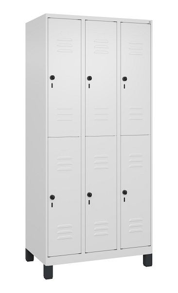 C+P Doppelstöckiger Spind Classic PLUS, Füße, 3 Abteile, 1950x900x500mm, 9016/9016, 080310-30 S10014