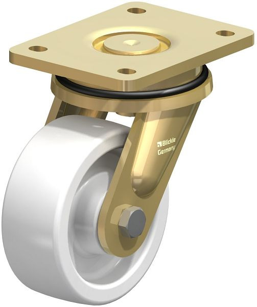 Blickle LS-SPO 127G Stahlgeschweißte Schwerlast-Lenkrolle, schwere Drehkranz-Ausführung, Polyamid, Weiß, 585596