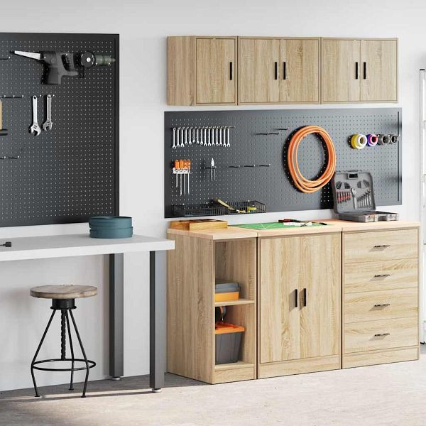 vidaXL Garagenschränke 2 Stk. Sonoma-Eiche Holzwerkstoff, 3328262