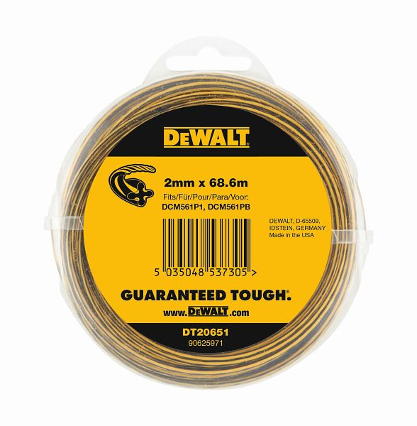 DeWalt Trimmerfaden aus 2-Komponenten-Kunststoff 68,6 m / 2,0 mm, DT20651-QZ