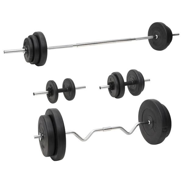 vidaXL Langhantel und Kurzhantel mit Gewichten 90 kg, 3145030