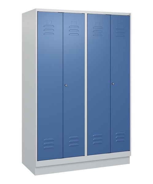 C+P Umkleidespind Classic PLUS, Doppel-Spind, Sockel, 4 Abteile, 1800x1200x500mm, 7035/5023, Zylinderschlösser, 0800227-40P S10020