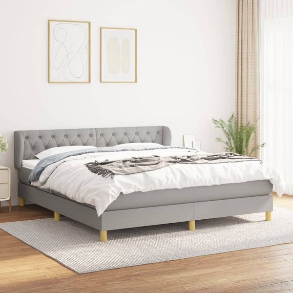 vidaXL Boxspringbett mit Matratze Hellgrau 160x200 cm Stoff, 3127053
