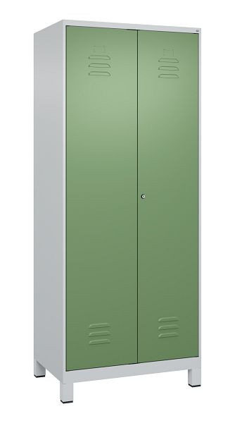 C+P Mehrzweckschrank Classic PLUS, Putzmittel-Spind, Füße, 2 Abteile, 1950x800x500mm, 7035/6011, Zylinderschloss, 080110-02 S10020