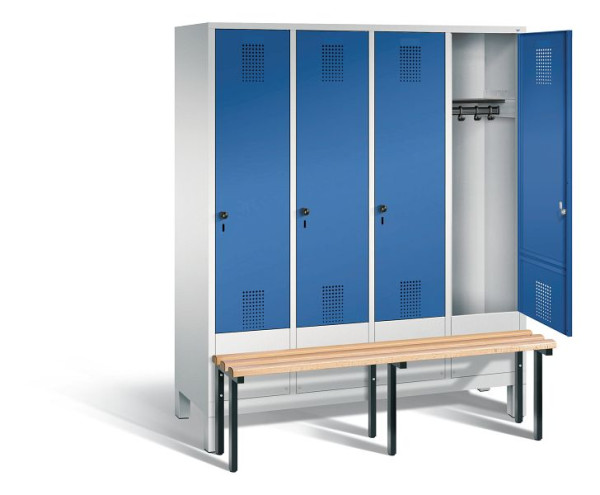 C+P Garderobenschrank Evolo, H1850xB1590xT815mm, Farbe: Lichtgrau / Enzianblau, 48030-42 S10009