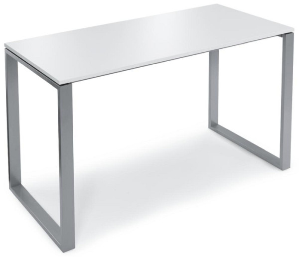 Deskin Stehtisch CELSUS, Platte Holzdekor Weiß, Gestell Alusilber, B 1400 x T 700 x H 1100 mm, 295033