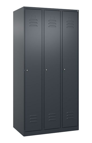 C+P Umkleidespind Classic PLUS, 3 Abteile, 1850x900x500mm, 7016/7016, Zylinderschlösser, 080000-30 S10027