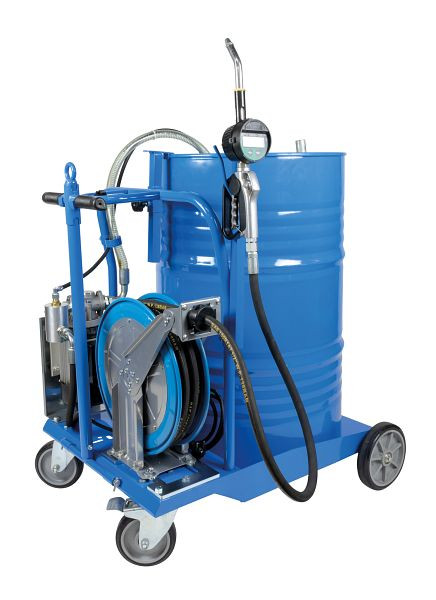 Rapid Mobiles Ölabgabeset in elektrischer Ausführung und mit Schlauchaufroller, für die Aufnahme von einem 200 Liter-Fass, eichfähig / MID-konform, 22 107