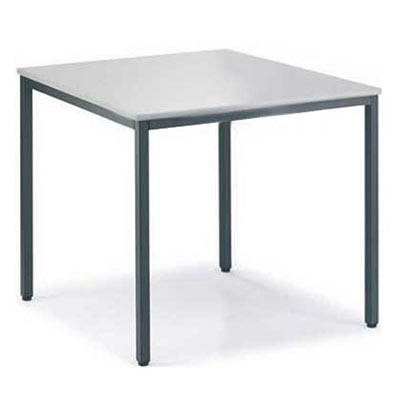 Deskin Besprechungstisch BASE-MODUL, Platte Dekor Lichtgrau, Gestell Anthrazit RAL 7021, B 800 x T 800 x H 720 mm, 221506