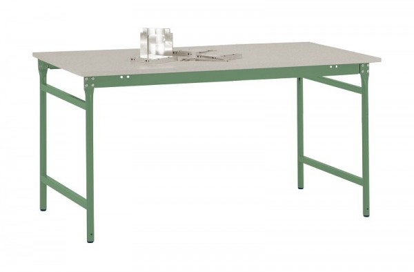 Manuflex Beistelltisch BASIS stationär mit Melamin-Tischplatte in Resedagrün RAL 6011, BxTxH: 1000 x 600 x 780 mm, Resedagrün, BB3011.6011