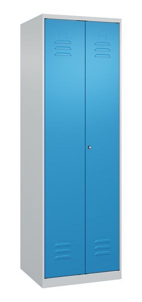 C+P Umkleidespind Classic PLUS, Doppel-Spind, 2 Abteile, 1850x600x500mm, 7035/5012, Zylinderschloss, 080002-20P S10023