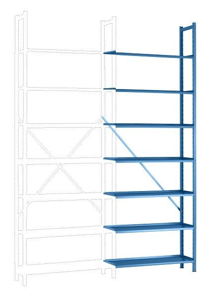 Manuflex Büro-Steck-Anbauregal mit 7 pulverbeschichteten Stahlböden, HxBxT = 2600 x 960 x 300 mm, lichtblau, RA3172.5012
