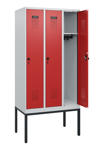 C+P Spind Evolo PLUS, Gestell, 3 Abteile, 1950x900x500mm, 7035/3000, Drehriegel, 0490305-30 S10003