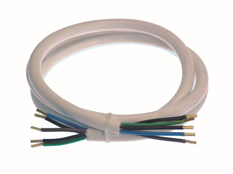 as-Schwabe Herd-Anschlussleitung 3m, weiß Kunststoffmantelleitung H05VV-F 5G2,5, beidseitig ca. 50mm abgemantelt mit AEH, 70868