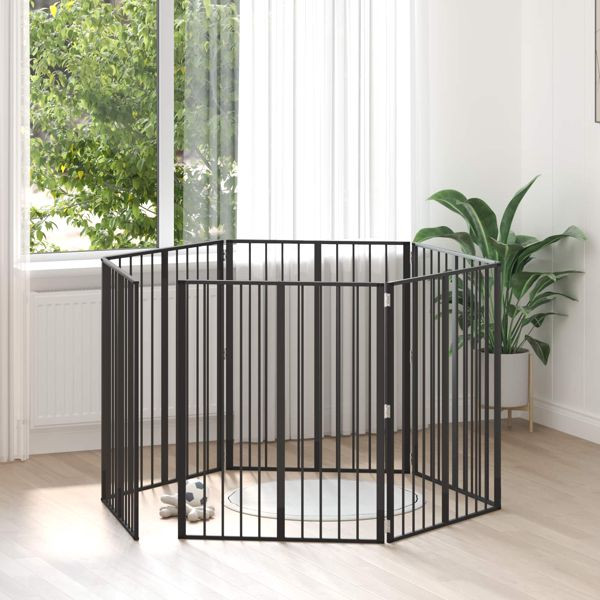vidaXL Hundetor 6-teilig Schwarz 80 x 100 cm Verzinkter Stahl, 892003