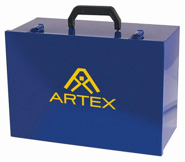 Artex Gerätekoffer aus Stahlblech, blau mit ARTEX-Logo, 400 x 280 x 190 mm, 4070